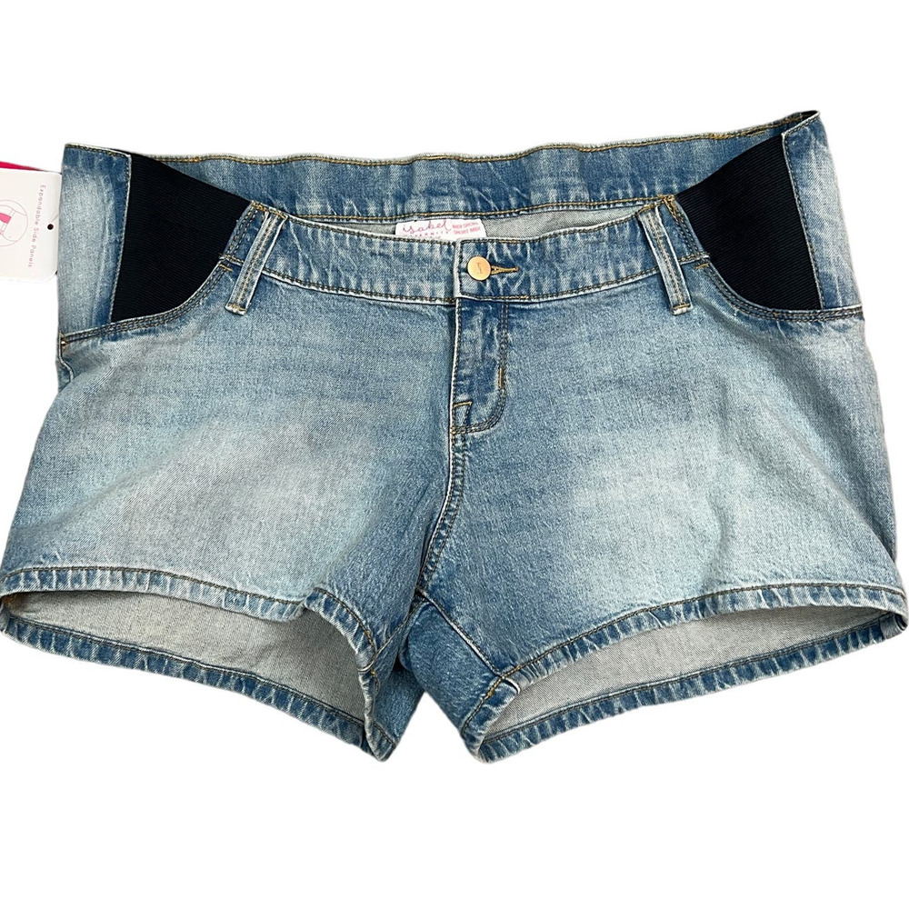 Isabel Maternity Side Panel Midi Light Wash Jean Shorts - Size 12/31 - NWT
